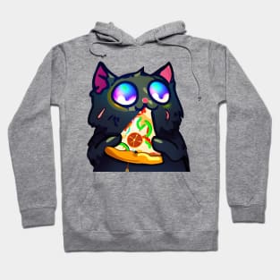 Black cat eating pizza Hoodie